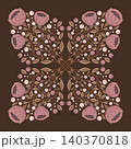 Vector tracery floral kaleidoscope. Decorative ornament of bouquets of poppies. Folk art blooming wildflowers 140370818