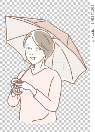 Senior woman smiling while holding a parasol (vector illustration) Senior woman smiling while holding a parasol (vector illustration) 140371268