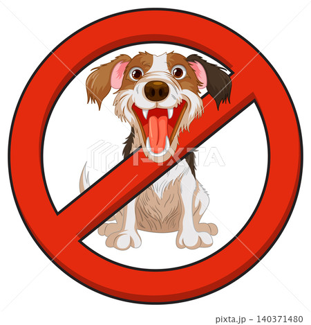 No Dogs Allowed Sign with Cartoon Dog Illustration No Dogs Allowed Sign with Cartoon Dog Illustration 140371480