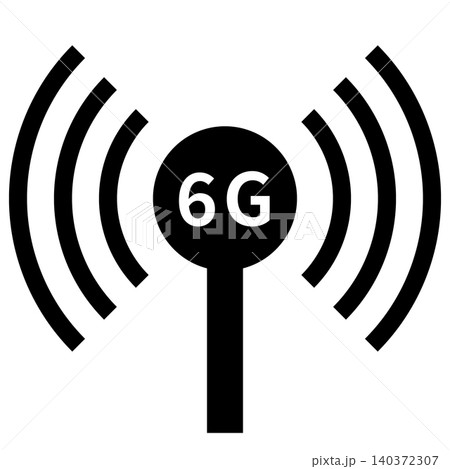 6G通信の電波塔、アンテナ、基地局のアイコン 6G通信の電波塔、アンテナ、基地局のアイコン 140372307