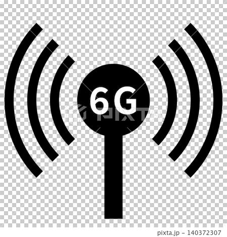 6G通信の電波塔、アンテナ、基地局のアイコン 6G通信の電波塔、アンテナ、基地局のアイコン 140372307