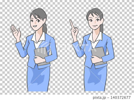 兩種提供指導和解釋的辦公室女性。 140372677