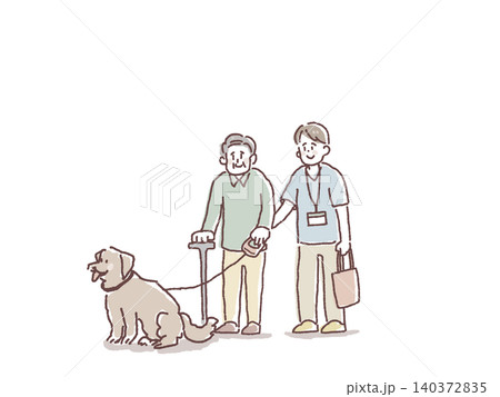 高齢者と看護師（介護士）、犬のある暮らし 140372835
