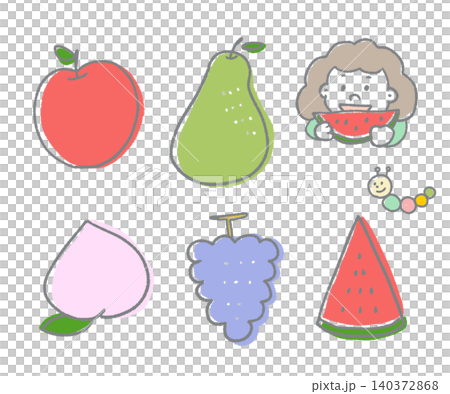 シンプルな果物アイコンセット　手描き 140372868