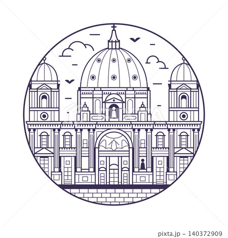 Berliner Dom Cathedral Landmark Line Icon Berliner Dom Cathedral Landmark Line Icon 140372909