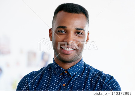 Business, portrait and smile of black man in workplace, office or startup company for job of employee. Face, creative professional and happy entrepreneur or editor working on career in South Africa Business, portrait and smile of black man in workplace, office or startup company for job of employee. Face, creative professional and happy entrepreneur or editor working on career in South Africa 140372995