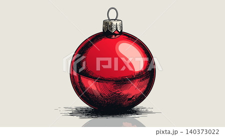 Red christmas ball illustration depicting holiday celebration Red christmas ball illustration depicting holiday celebration 140373022