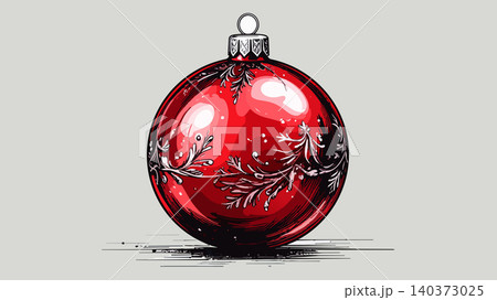 Red christmas ornament ball symbolizing holiday celebration Red christmas ornament ball symbolizing holiday celebration 140373025