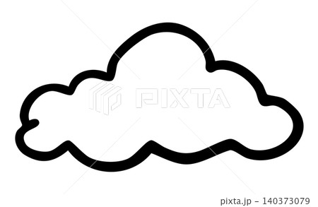 Hand drawn cloud outline for kid colouring book, weather, season, temperature, nature, garden, sky, cute element, decoration, cute patch, brooch, pin, fabric print, icon, spring, summer vibe, tattoo 140373079