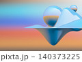 A serene abstract 3D scene with floating glossy forms and soft pastel gradients - 3d illustration 140373225