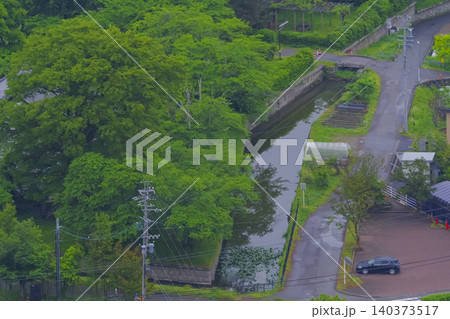 展望台から見た長野県の龍岡城跡 展望台から見た長野県の龍岡城跡 140373517