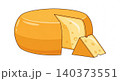 Whole swiss cheese wheel with single cut slice illustration ingredient culinary isolated appetizer nutrition triangle delicious snacking component 140373551