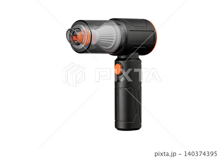 Cordless handheld vacuum cleaner with HEPA filter isolated on white. Professional portable dust buster. Cordless handheld vacuum cleaner with HEPA filter isolated on white. Professional portable dust buster. 140374395