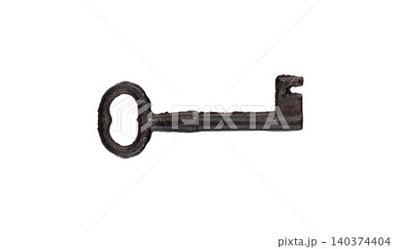 Old Medieval Style Wrought Iron Key for Vintage Design Old Medieval Style Wrought Iron Key for Vintage Design 140374404