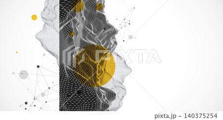 Abstract art wireframe background. Modern science or technology art elements. Surface illustration. Abstract art wireframe background. Modern science or technology art elements. Surface illustration. 140375254