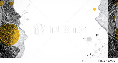 Abstract art wireframe background. Modern science or technology art elements. Surface illustration. 140375255