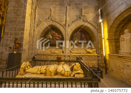 Ancient tombs inside Santo Domingo de la Calzada Cathedral, Spain 140375772