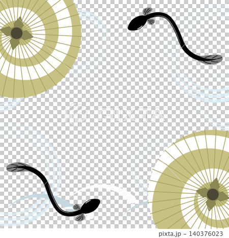 Eel and Japanese umbrella background (square) 140376023