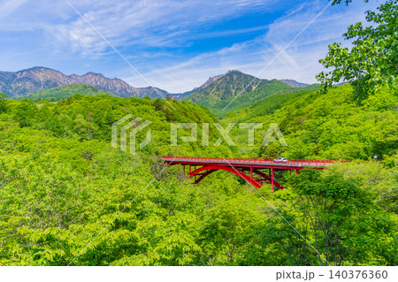 【山梨県】快晴下の八ヶ岳連峰・東沢橋 【山梨県】快晴下の八ヶ岳連峰・東沢橋 140376360
