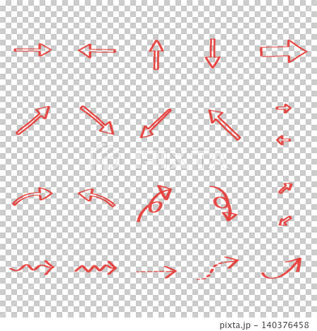 Hand-drawn style arrow set, red Hand-drawn style arrow set, red 140376458