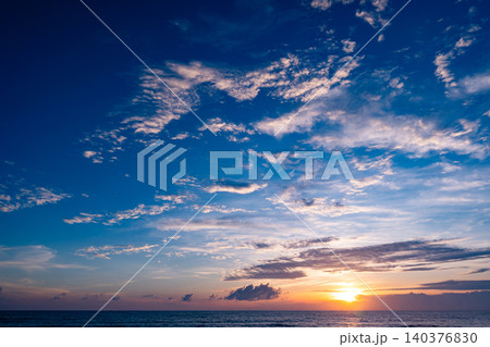 Sunset sky Nature background Beautiful Light Sunset or sunrise over sea Amazing clouds in sunset sky nature light cloud background 140376830