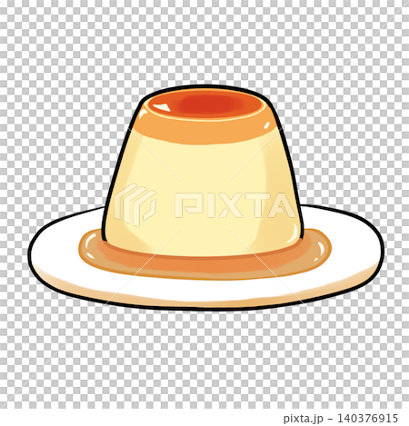 シンプルなプリンの手描き風イラスト 140376915