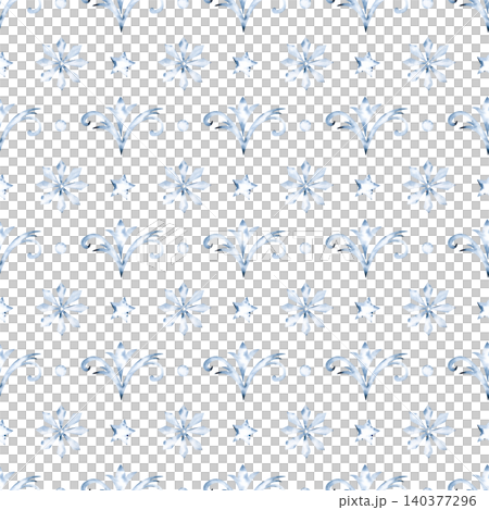 Watercolor seamless pattern with frost ornaments, vintage damask curls, ice stars, and snowflakes in blue shades. Winter holiday surface design on a isolated background, perfect for Christmas wrapping Watercolor seamless pattern with frost ornaments, vintage damask curls, ice stars, and snowflakes in blue shades. Winter holiday surface design on a isolated background, perfect for Christmas wrapping 140377296