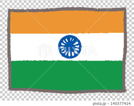 手描きのインド国旗 手描きのインド国旗 140377424