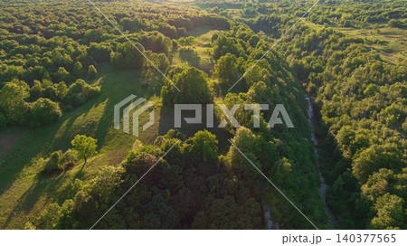 Aerial View Dreznik Village Fields Near Plitvice Lakes Croatia 140377565