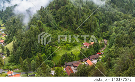 Aerial View Austrian Slovenian Border Alps Mountain Range Ridge Aerial View Austrian Slovenian Border Alps Mountain Range Ridge 140377575
