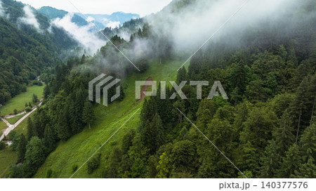 Aerial View Austrian Slovenian Border Alps Mountain Range Ridge 140377576