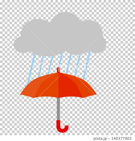 Illustration of a red umbrella and rain Illustration of a red umbrella and rain 140377803