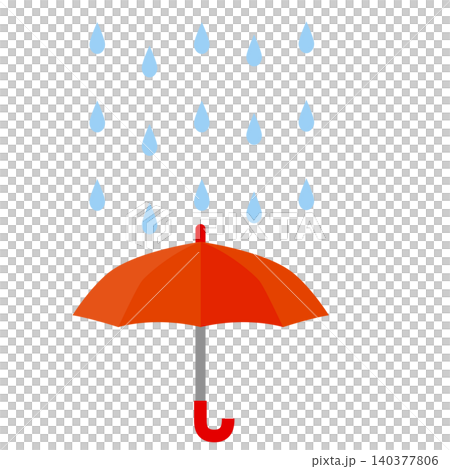Illustration of a red umbrella and rain Illustration of a red umbrella and rain 140377806