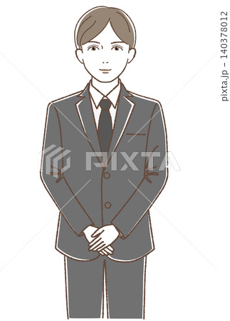 スーツの男性　会社員•営業•葬儀スタッフのベクターイラスト 140378012