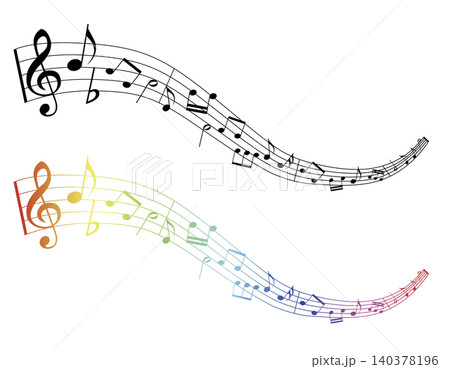 黒とカラフルな音符のベクターイラストセット 黒とカラフルな音符のベクターイラストセット 140378196