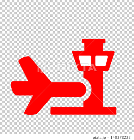 機場圖示（紅色），代表飛機和控制塔。 140378222