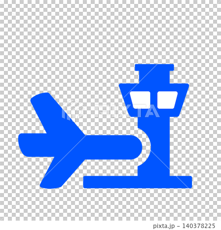 Airport icon (blue) representing an airplane and control tower. Airport icon (blue) representing an airplane and control tower. 140378225