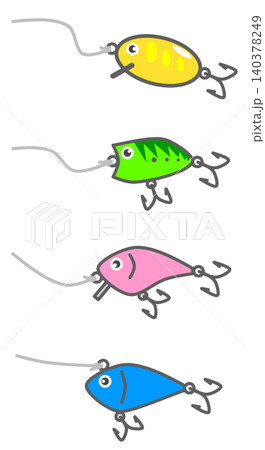趣味のルアー釣りで使う疑似餌のイラスト 趣味のルアー釣りで使う疑似餌のイラスト 140378249