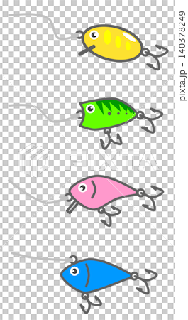 An illustration of artificial lures used in lure fishing as a hobby. An illustration of artificial lures used in lure fishing as a hobby. 140378249