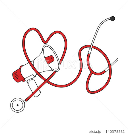 Medical stethoscope with megaphone forming heart shape vector illustration 140378281