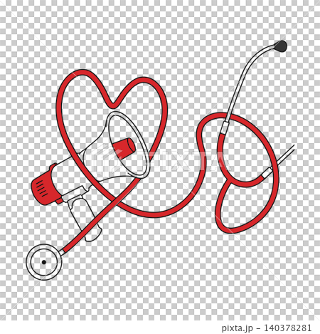 Medical stethoscope with megaphone forming heart shape vector illustration 140378281