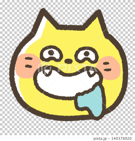 An illustration of a cat drooling and grinning. An illustration of a cat drooling and grinning. 140378920