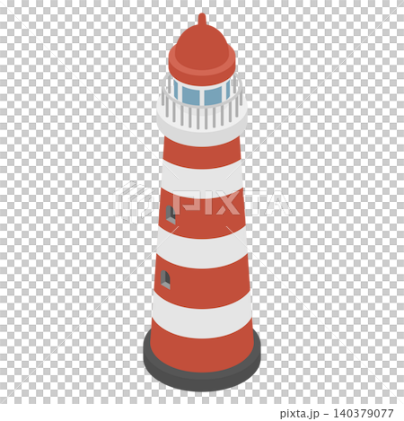 Isometric illustration: Red lighthouse Isometric illustration: Red lighthouse 140379077