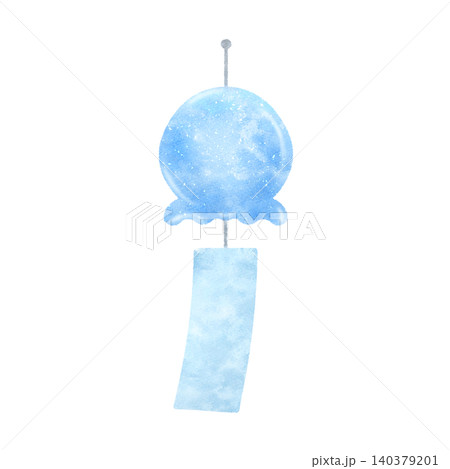 水彩風の青い風鈴のイラスト 水彩風の青い風鈴のイラスト 140379201