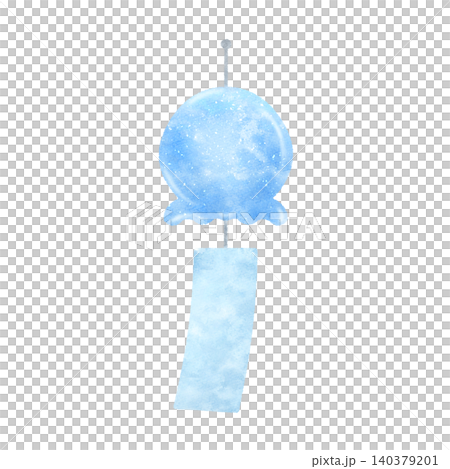 水彩風の青い風鈴のイラスト 水彩風の青い風鈴のイラスト 140379201