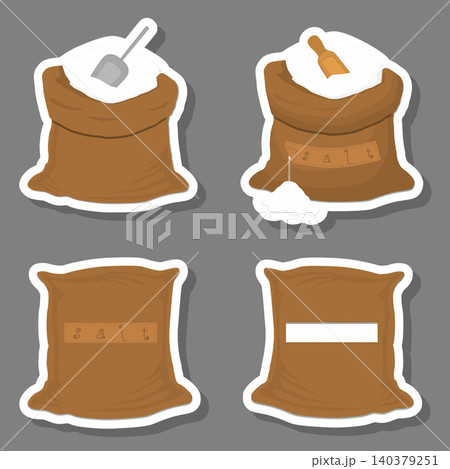 Illustration on theme set different types sacks filled powder salt Illustration on theme set different types sacks filled powder salt 140379251