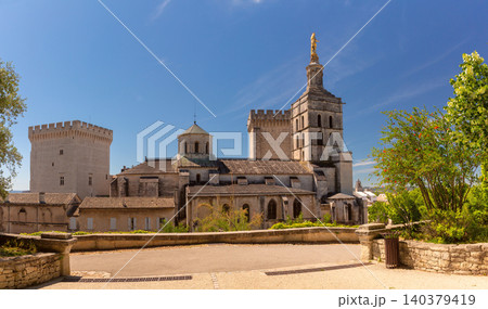 Notre Dame des Doms Cathedral Above Historic Avignon France 140379419