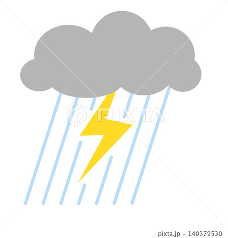 稲妻と雲と雨のイラスト 140379530