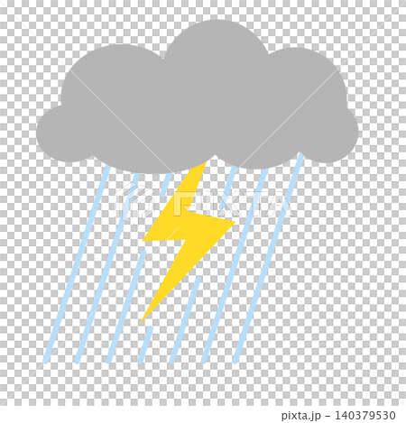 稲妻と雲と雨のイラスト 140379530