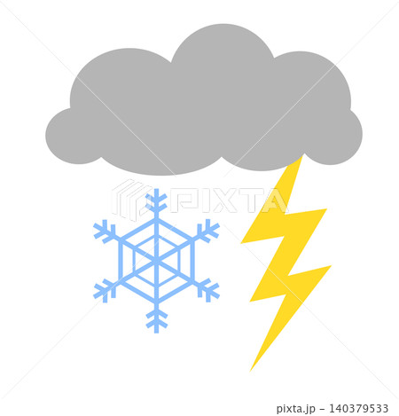 稲妻と雲と雪の結晶のイラスト 稲妻と雲と雪の結晶のイラスト 140379533